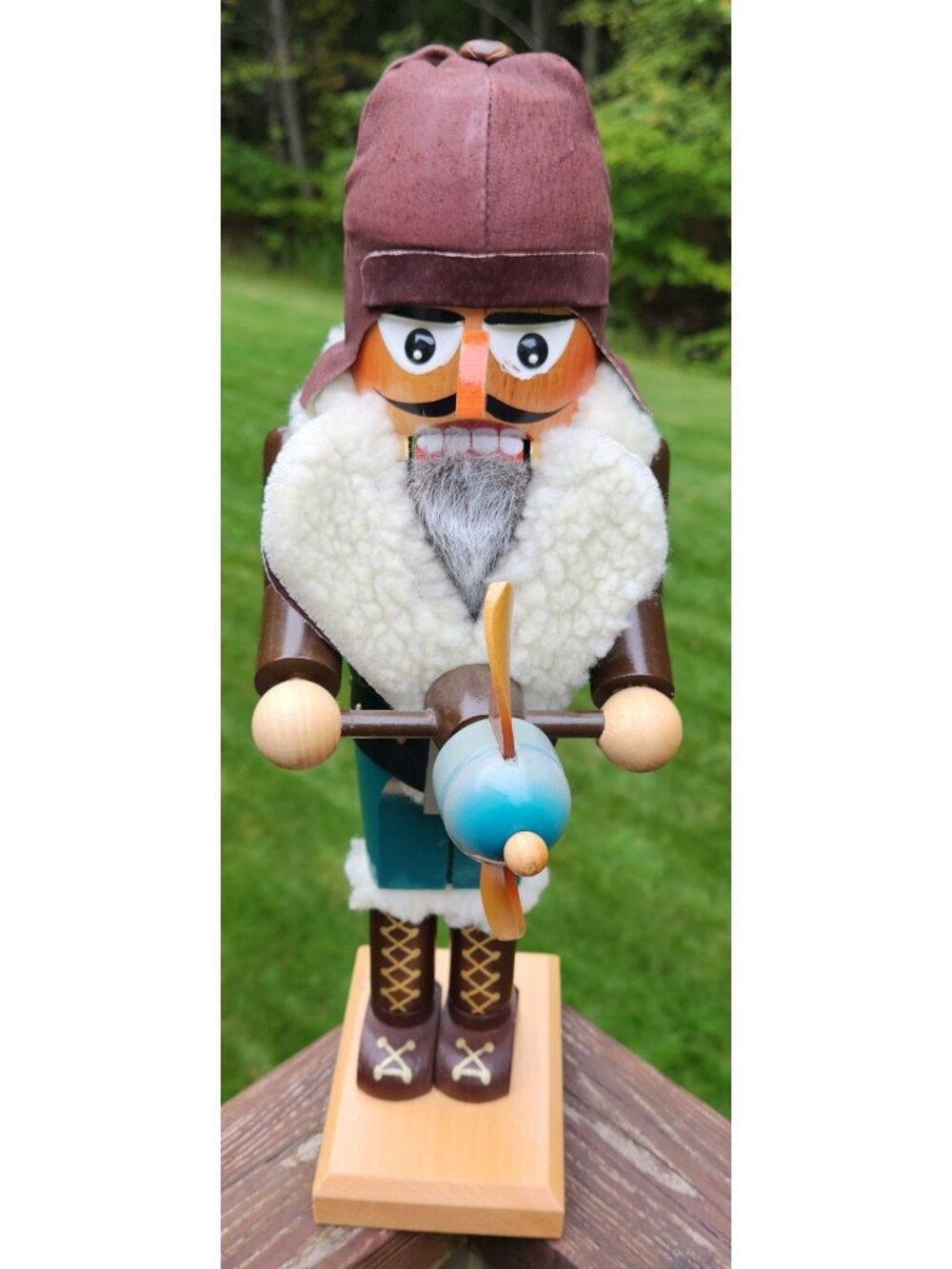 Steinbach Germany Wooden Nutcracker Aviator Pilot with Propeller Large 15" Tall